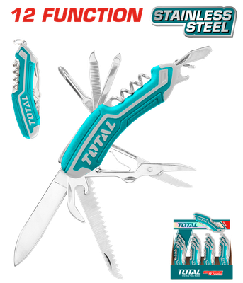 TOTAL Multi-Function Knife 12-in-1, 9.5cm, Soft Grip Handle-THMFK0126