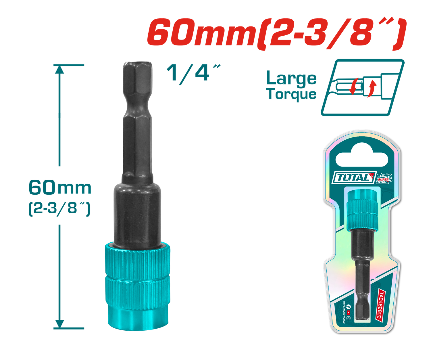 TOTAL 60mm Quick Release Screwdriver Bit Holder – TAC462602