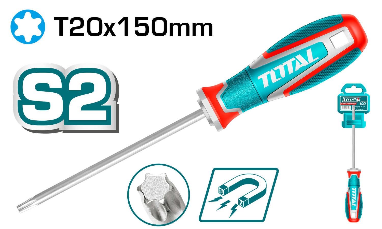 TOTAL T20x150mm Torx Magnetic Screwdriver – TSDT20150