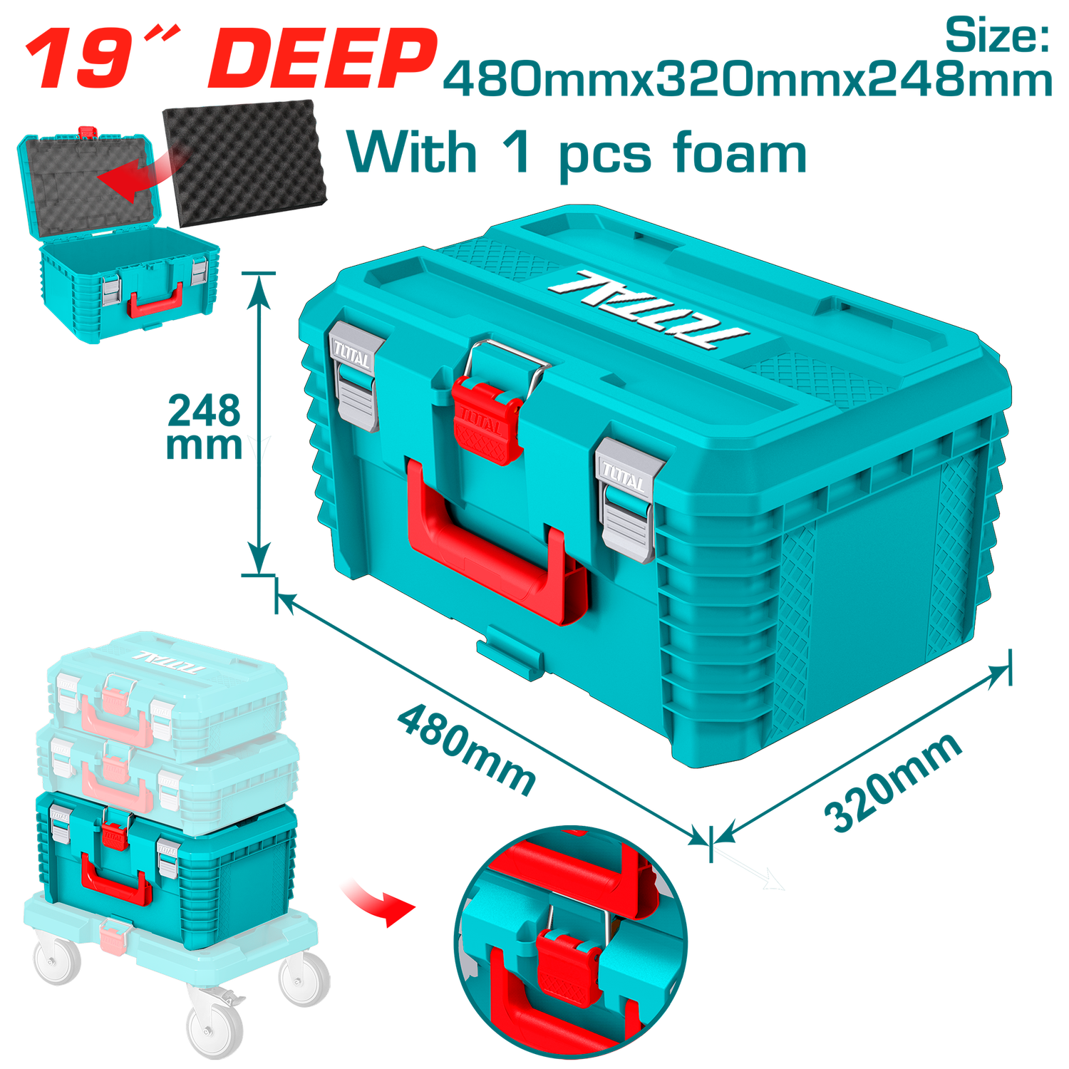 TOTAL 19" Deep Stackable Tool Box – TPBXS103