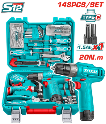 TOTAL 148 Pcs Tools Set – 12V | THKTHP41487