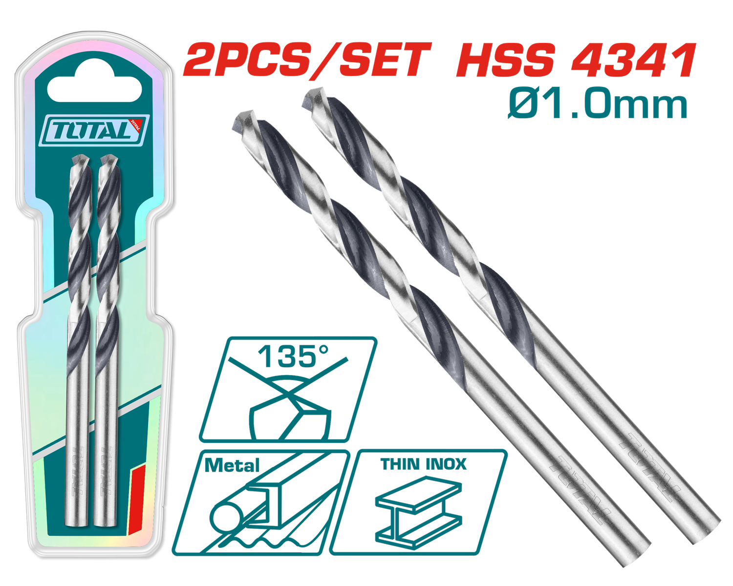 TOTAL 1mm HSS Drill Bit Set 2PCS – TAC1200014