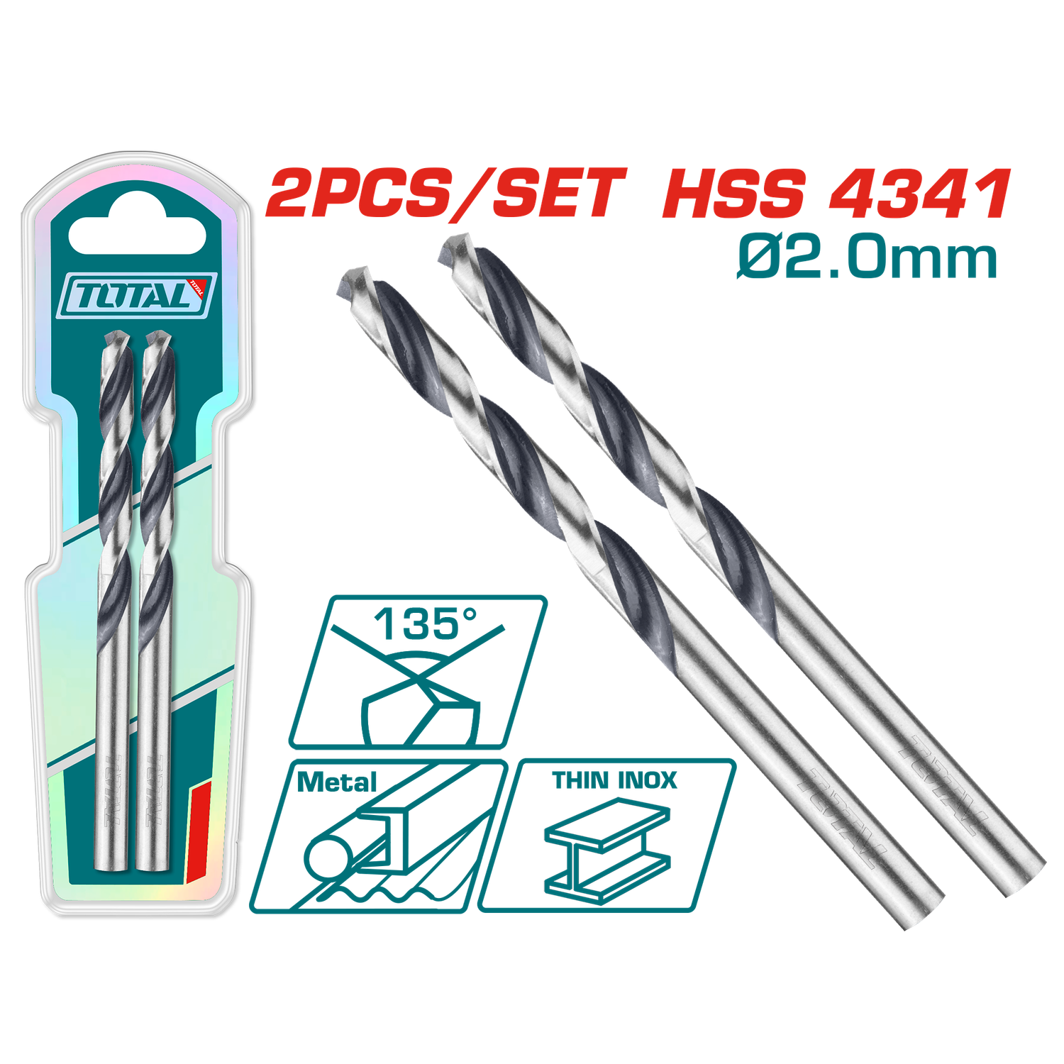 TOTAL 2mm HSS Drill Bit Set 2PCS – TAC1200024