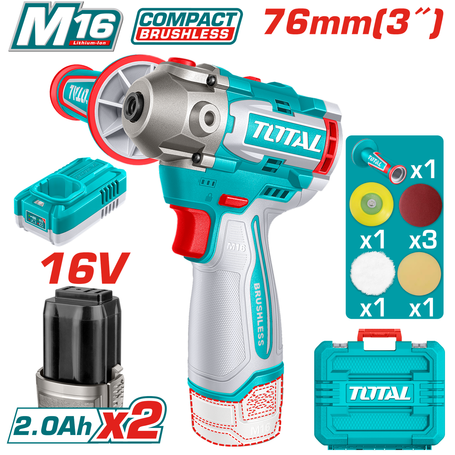 TOTAL Cordless Polisher – 16V | TAPLI1676