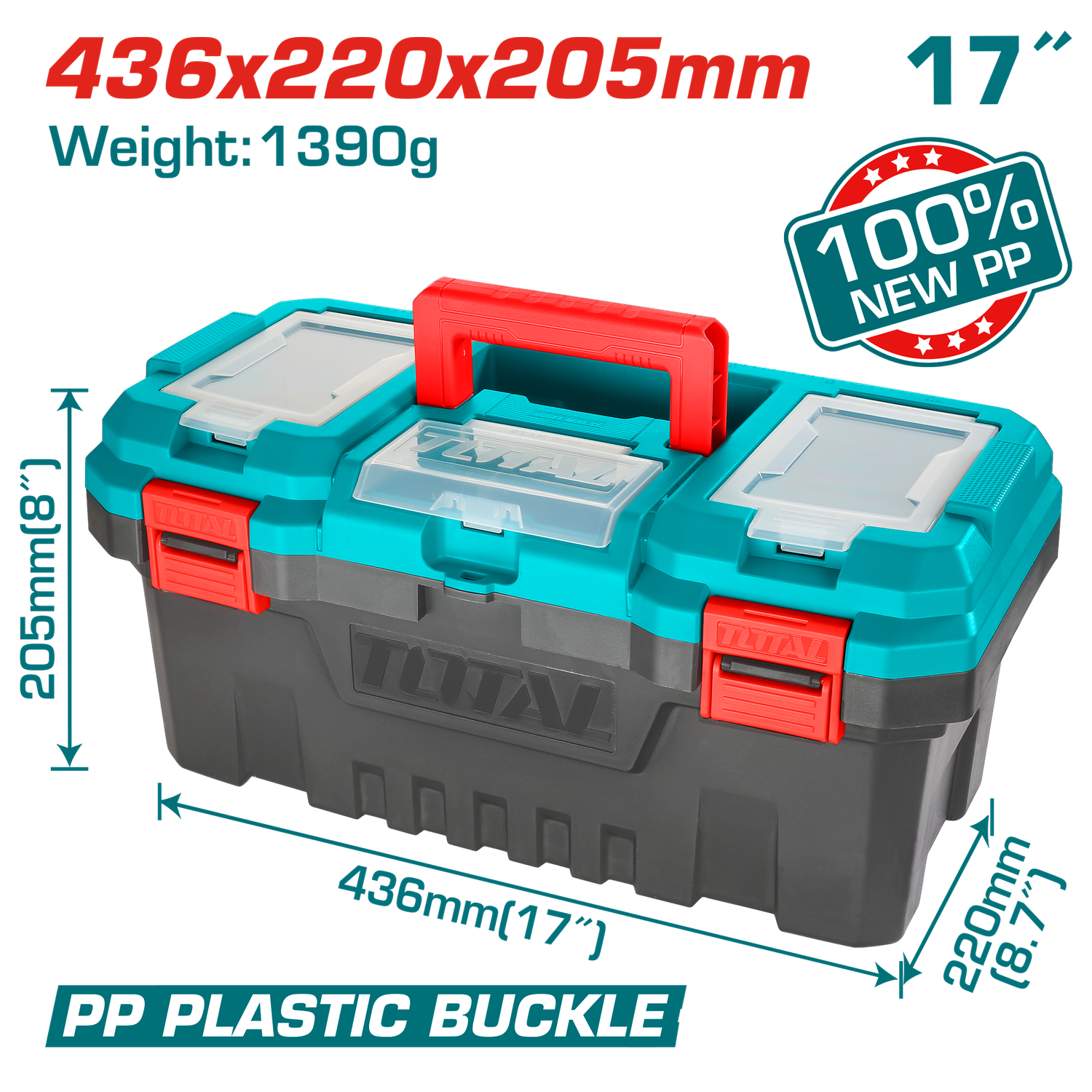 TOTAL 17" Heavy Duty Plastic Tool Box – TPBX0171