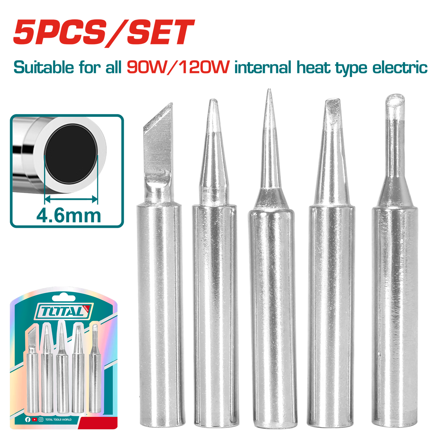 TOTAL Soldering Iron Tip Set – 5 Pieces-TET065461