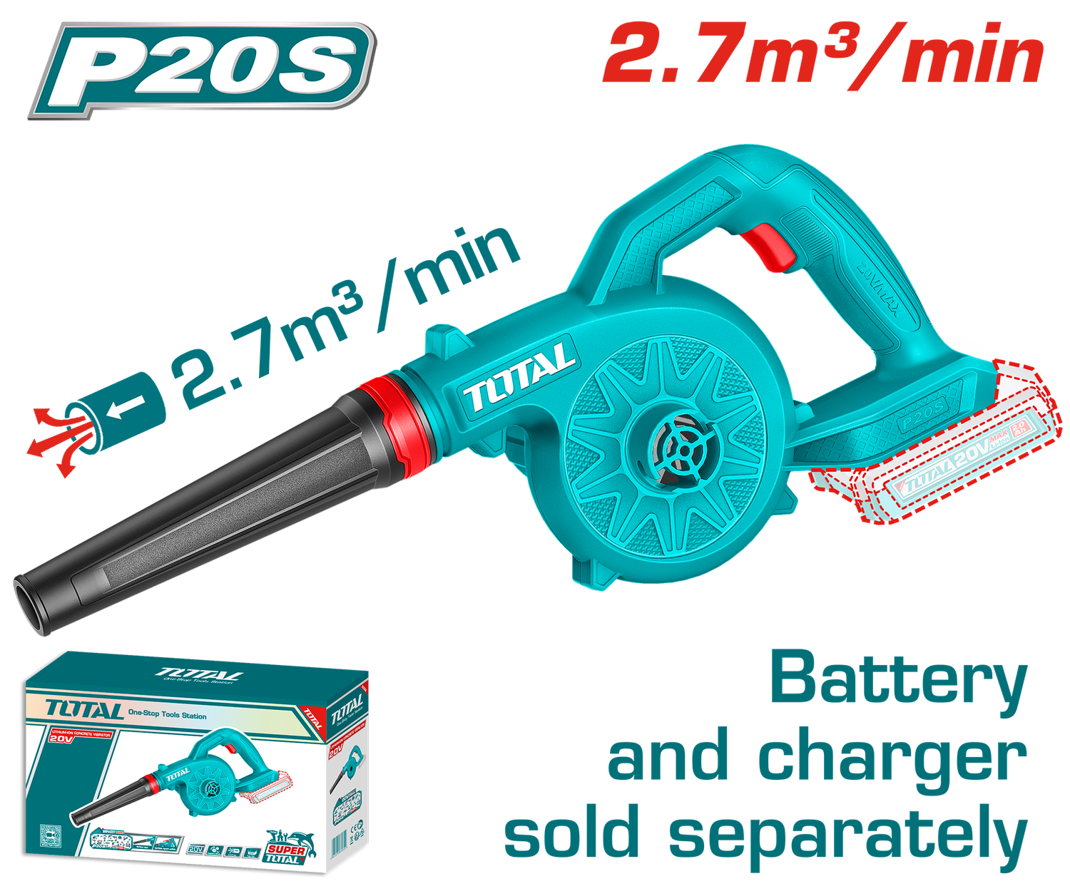 TOTAL Cordless Blower 20V- TABLI2078