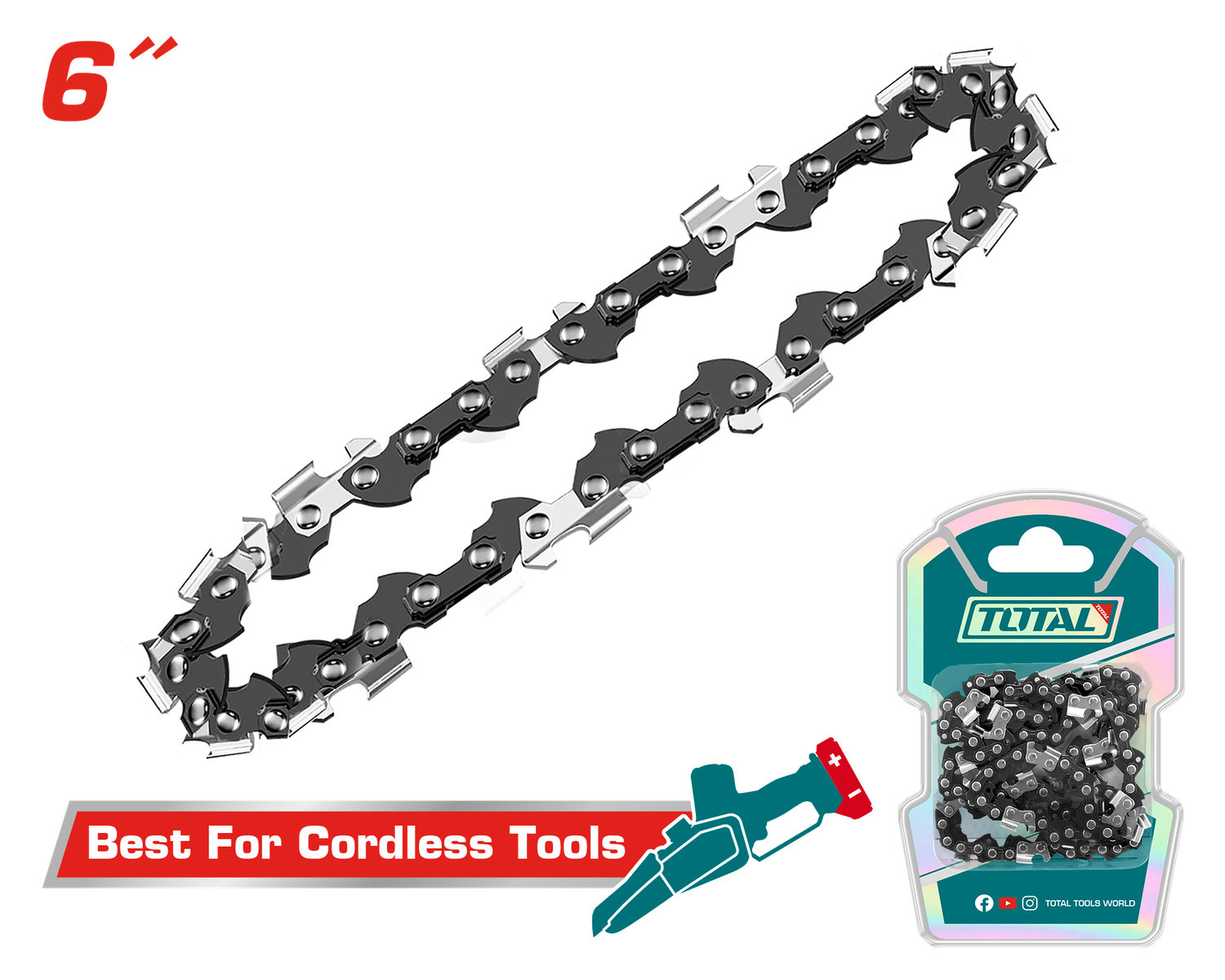 TOTAL 6" Chainsaw Chain – 1/4" Pitch, 38 Drive Links- TGTSC50601