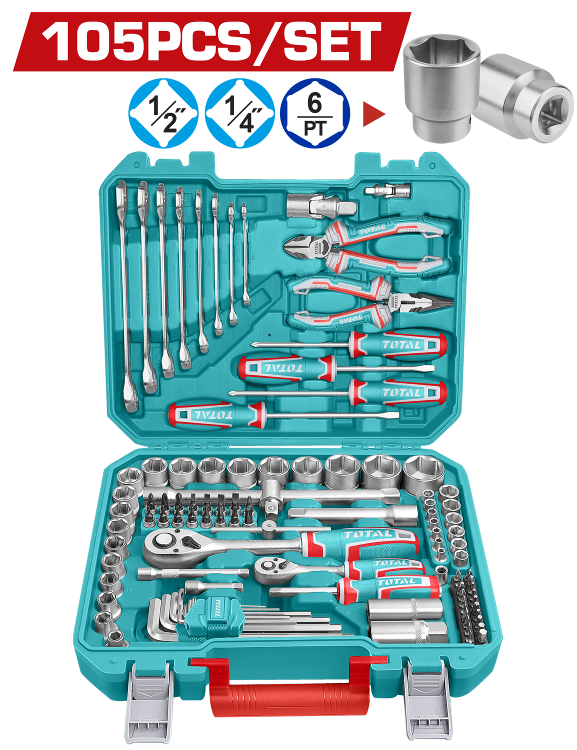 TOTAL 105-Piece Professional Hand Tool Set-THKTHP61057