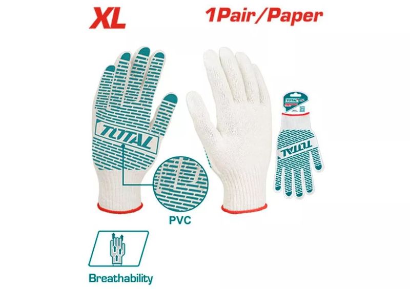 TOTAL Knitted PVC Dot Gloves – XL- TSP11162