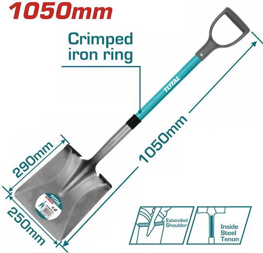 TOTAL Steel Shovel with Fiberglass Handle- THTH01114 TOTAL Steel Shovel with Fiberglass Handle- THTH01114