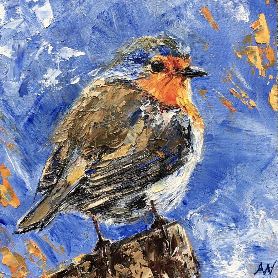 ROBIN ON BLUE | Art Card