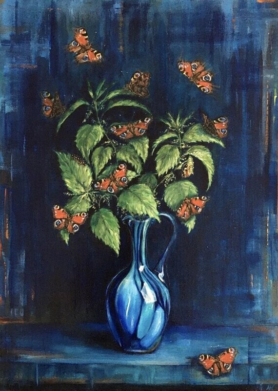PEACOCK BUTTERFLY BOUQUET | Certified Art Giclée