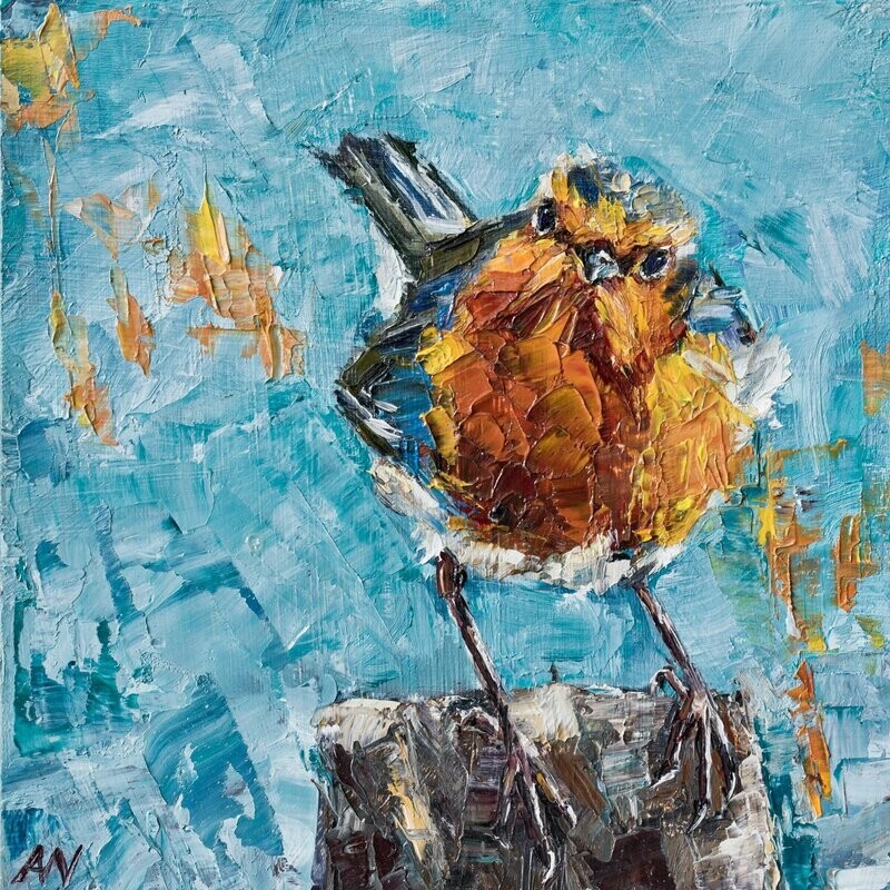 ROBIN ON TURQUOISE | Art Card