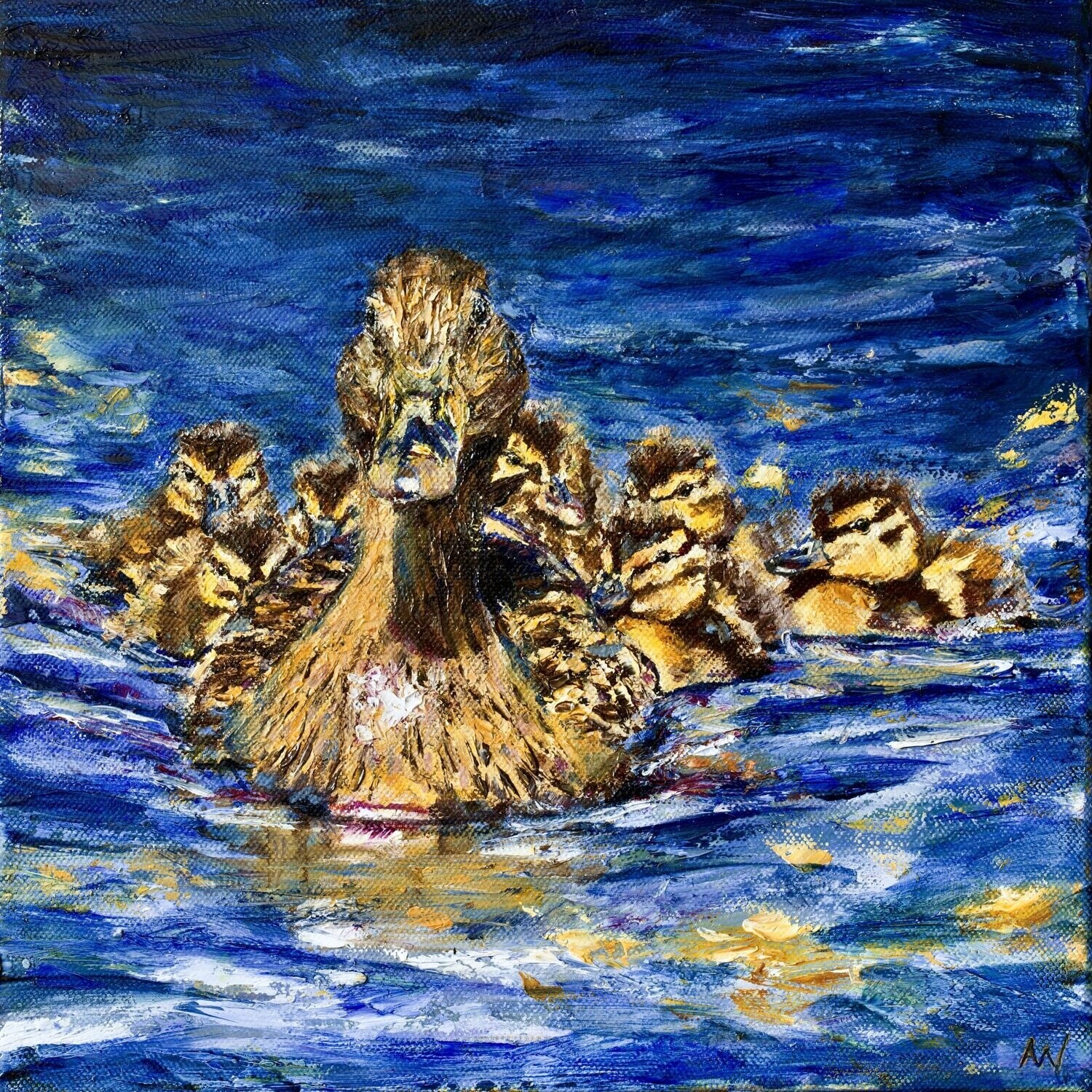 DUCKLINGS / ALLE EENDJES ZWEMMEN IN HET WATER | Original Artwork