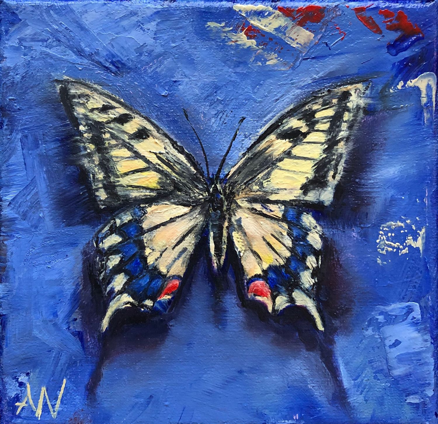 THE OLD WORLD SWALLOWTAIL / KONINGINNEPAGE ON BLUE | Original Artwork