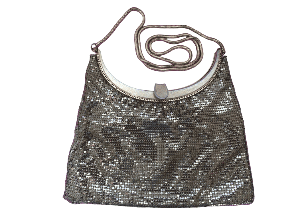 Gold Crest silver mesh handbag
