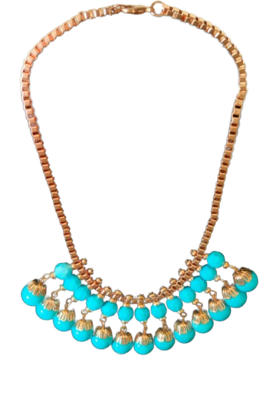 Blue beaded Grecian revival necklace
