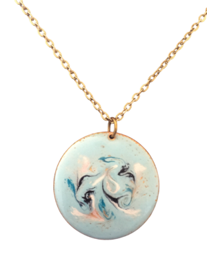 Blue glazed copper necklace
