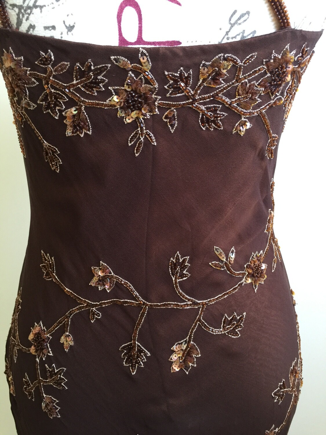 MrK silk chocolate sequinned dress