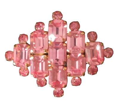 Geometric pink crystal brooch