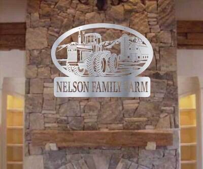 Farm Tractor Family Name Sign