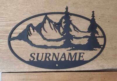 Oval Mountain Family Name Sign