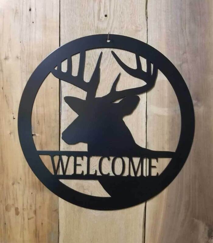 Deer head welcome sign