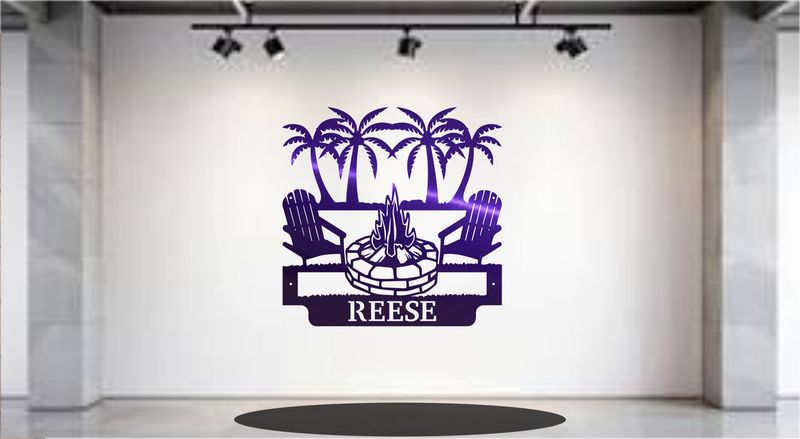 Palm Trees Campfire Monogram