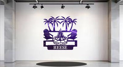Palm Trees Campfire Monogram