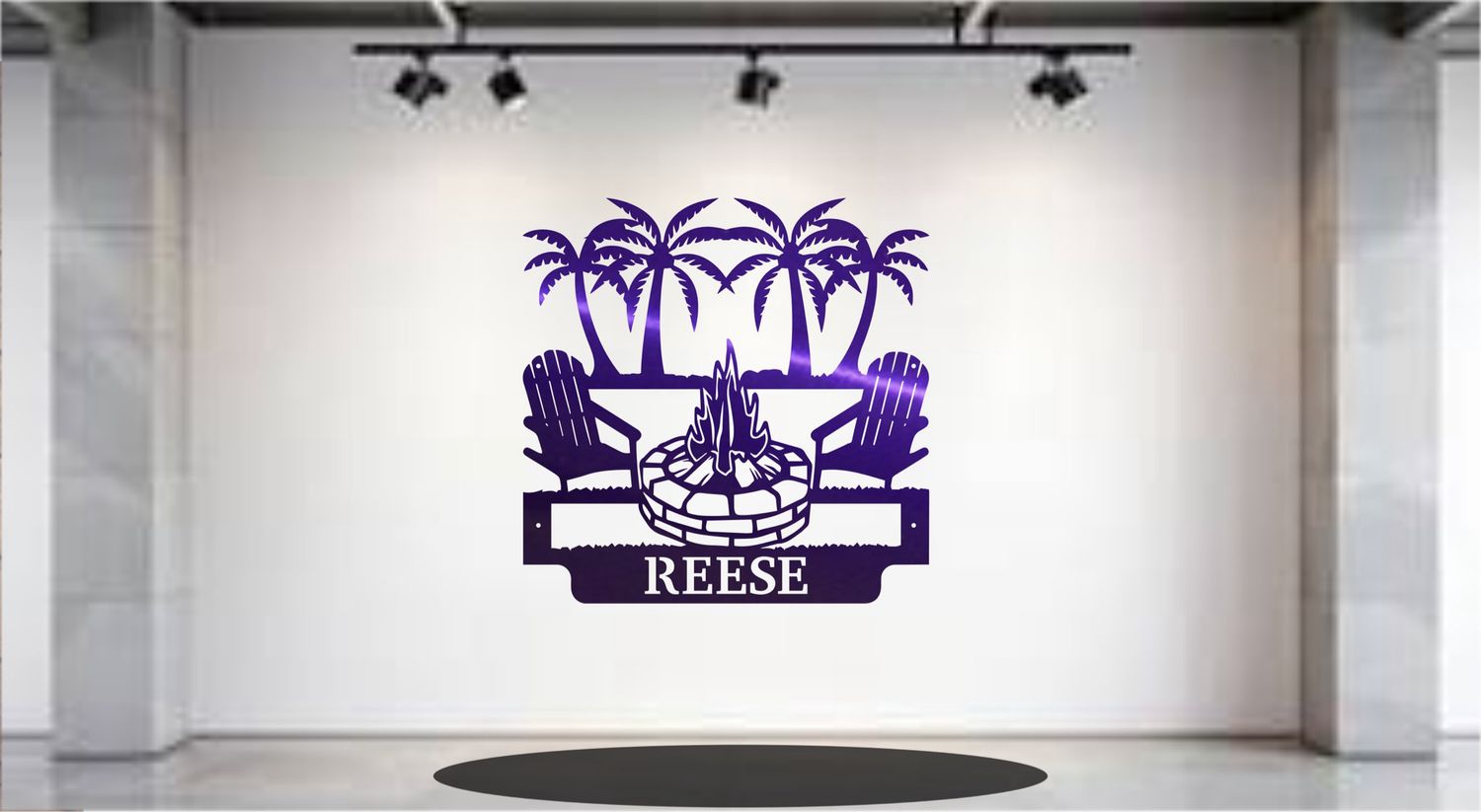Palm Trees Campfire Monogram