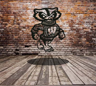 Wisconsin Badger Metal Wall Art | Heavy-Duty Steel Wisconsin Decor | Northwoods Metal Fab
