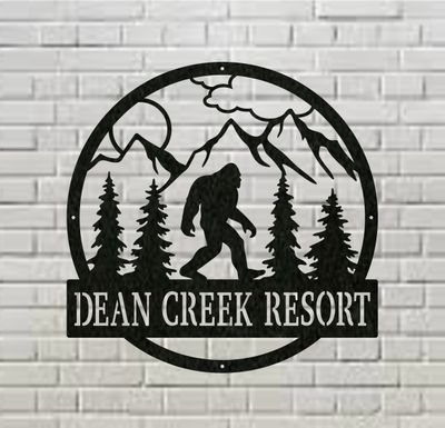 Custom Bigfoot monogram wall art metal sign