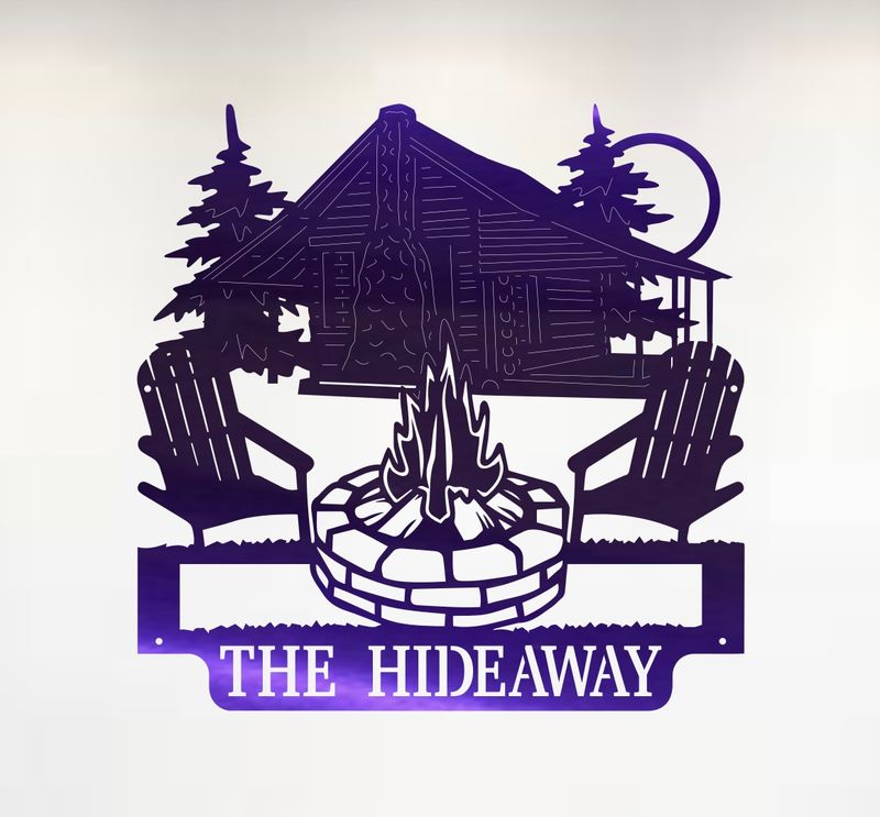 Personalized campfire monogram wall art, cabin decorative sign