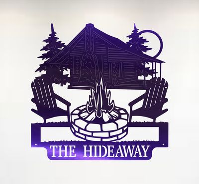 Personalized campfire monogram wall art, cabin decorative sign