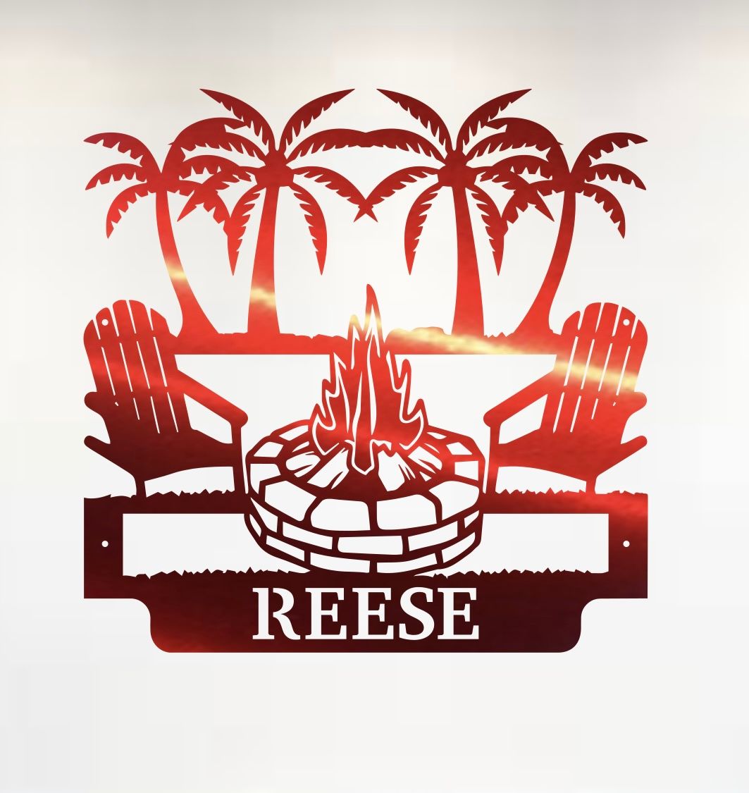 Palm Trees Campfire Monogram