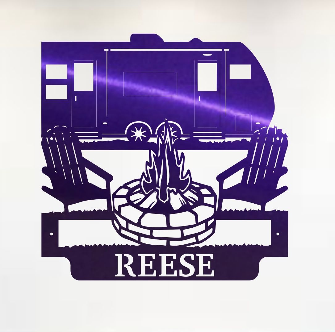 Travel Trailer Campfire Monogram