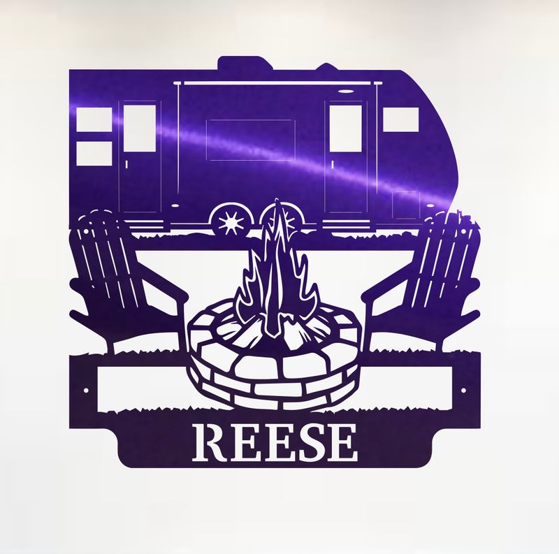 Travel Trailer Campfire Monogram