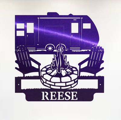 Travel Trailer Campfire Monogram