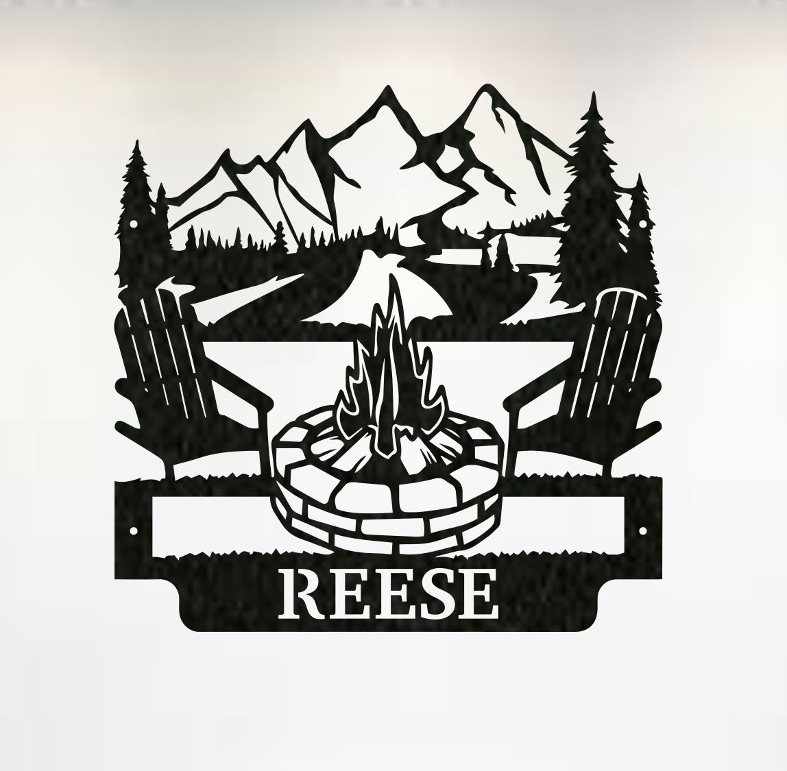 Mountains Campfire Monogram