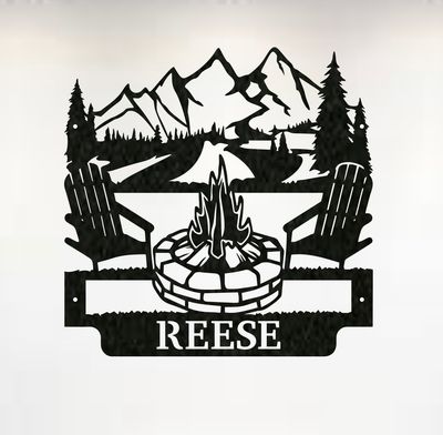 Mountains Campfire Monogram