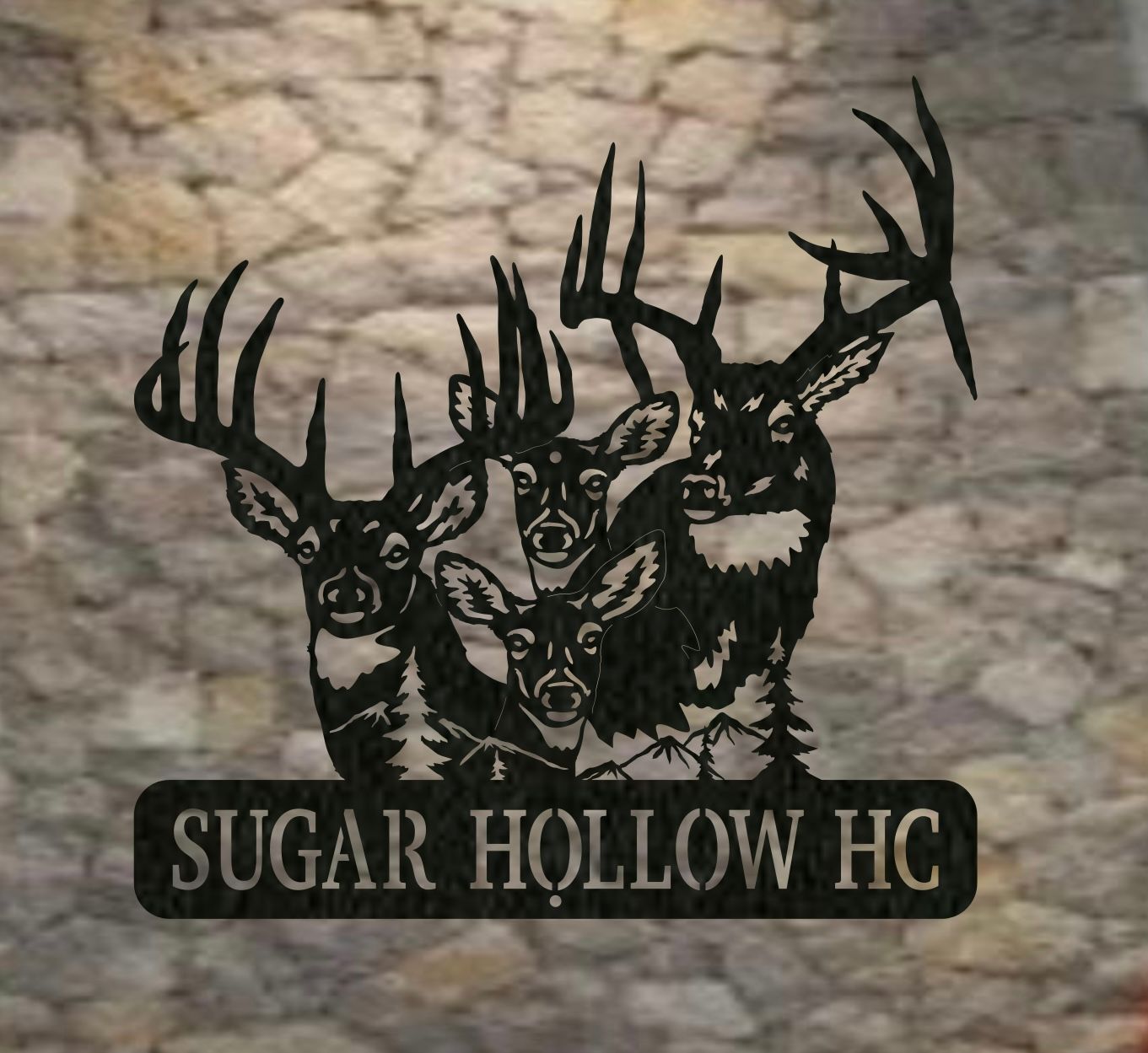 Whitetail Deer Family Monogram