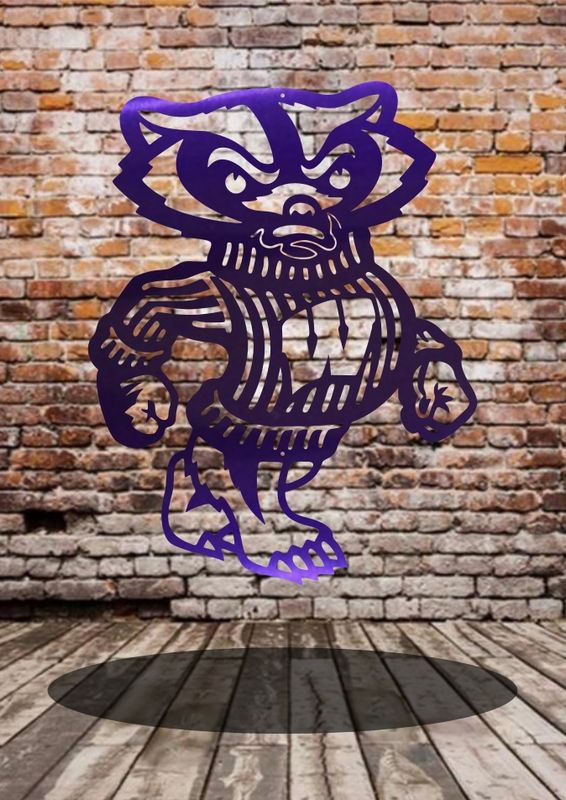 Wisconsin Badger Metal Wall Art | Heavy-Duty Steel Wisconsin Decor | Northwoods Metal Fab