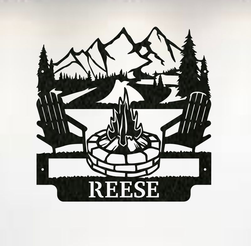 Mountains Campfire Monogram