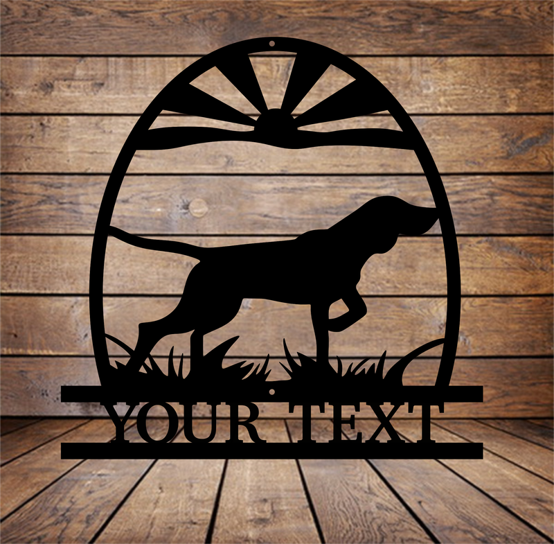 Custom English Pointer Dog Metal Monogram Sign