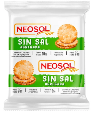 GALLETITAS NEOSOL SIN SAL  X 160 PAQUETES X 25 GRS