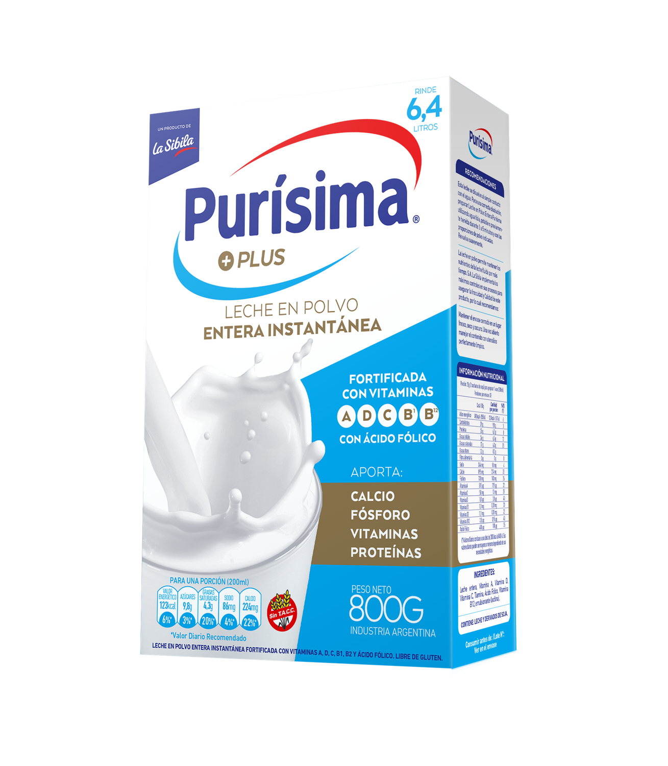 LECHE EN POLVO ENTERA PURISIMA X 800 GRS.