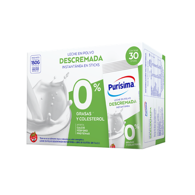 LECHE PURISIMA EN POLVO DESCREMADA  (30 SOBRES DE 5 GRS)