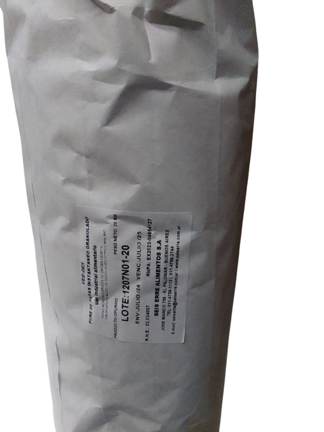 PURE DE PAPAS X 20 KILOS