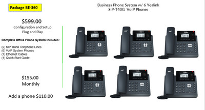 Business Phone System w/ 6 Yealink SIP-T40G VoIP Phones